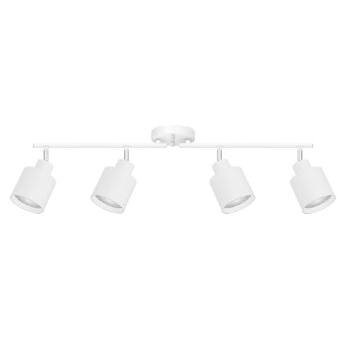 4-Light Led Track Lighting,White Ceiling Lighting Fixtures,Wall Sconces Ceiling Spotlight with Foldable Light Arms for Kitchen, Closet, Bedroom,GU10 Socket, Bulbs Not Included - color: 4 light White