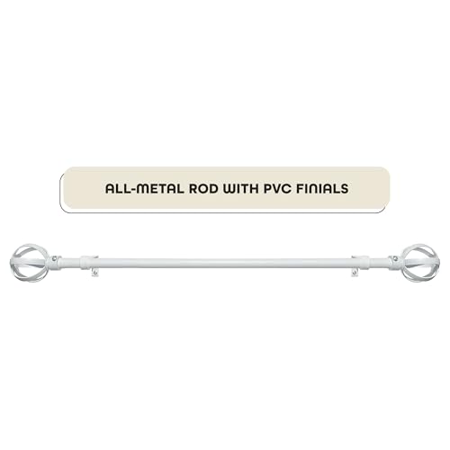 Buono II Halo White Rod & Finial, 28-48 in, for Windows, Finials - size: 28-48, style: Halo White