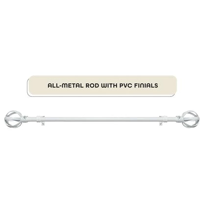Buono II Halo White Rod & Finial, 66-120 in, for Windows, Finials - size: 66-120, style: Halo White