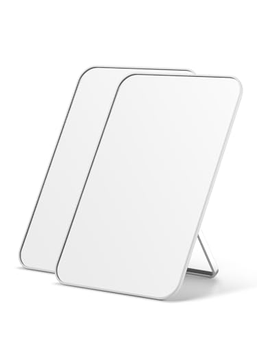 OMIRO 8 x 5 in Desk Makeup Mirror with Stand and Hanging Hole, White, 2PCS - color: White-2pcs, size: 8"L x 5"W