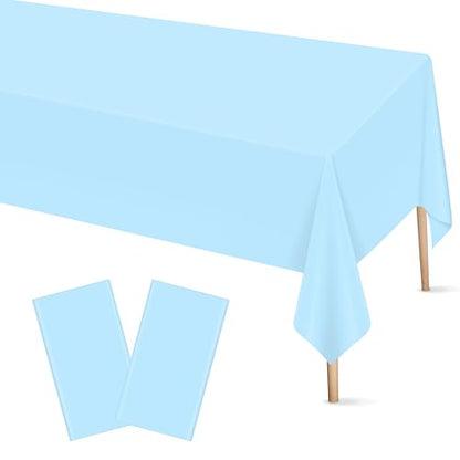 Mulbozy 2 Pcs Light Blue Plastic Tablecloth,Baby Blue Table Cloth - color: Light Blue, size: 54" X 108" Rectangle