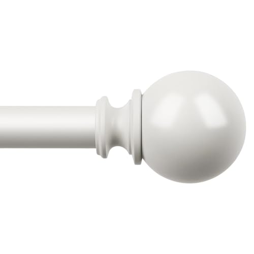 KAMANINA 7/8 Inch White Curtain Rod 32 to 58 Inch with Round Finials - color: Ivory White, size: 32-58"