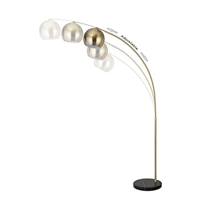 Major-Q Modern Standing Adjustable Floor Lamp with Metal Dome Shade & Marble Base for Living Room - Corner Light Arc Lamps for Bedrooms in Brass Gold Finish, 99-1023F