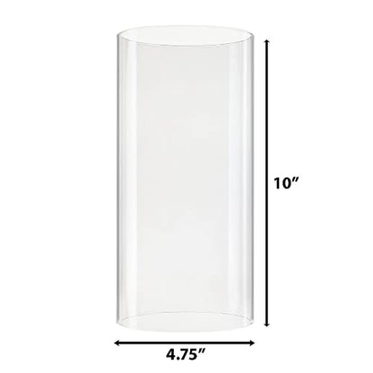 CYS EXCEL 2 PCS (H:10" D:4.75") Open Ended Glass Hurricane Candleholder Tube Shade | Multiple Size Choices Open Flame Candle Chimney Tube Cover | Bottomless Cylinder - size: 4.75" Wide x 10" Tall