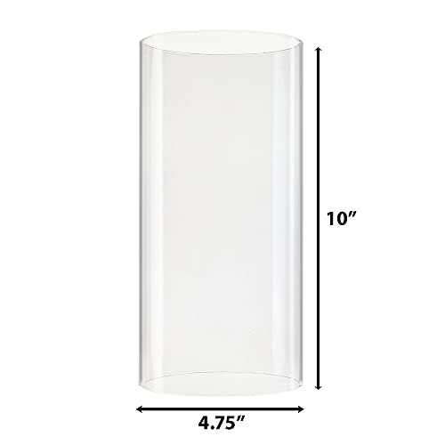 CYS EXCEL 2 PCS (H:10" D:4.75") Open Ended Glass Hurricane Candleholder Tube Shade | Multiple Size Choices Open Flame Candle Chimney Tube Cover | Bottomless Cylinder - size: 4.75" Wide x 10" Tall