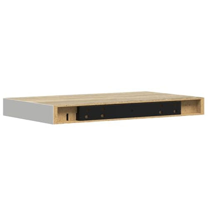 Honeycomb Floating Wall Shelf 15.7 x 15.7 x 1.5 in Oak White Matte MDF Sturdy Invisible Mounting System Modern Display for Living Room Bedroom and Office - color: Brown, size: One Size