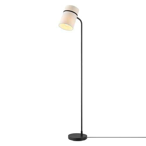 Globe Electric 62" Matte Black Floor Lamp with White Fabric Shade - color: Matte Black, White Fabric Shade