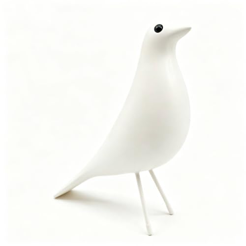 Minimalist Bird Figurine for Home Decor - Modern Decorative Sculpture for Office Desk, Bookshelf, Living Room, Mantel, Entryway, Elegant Art Ornament (White) - color: White