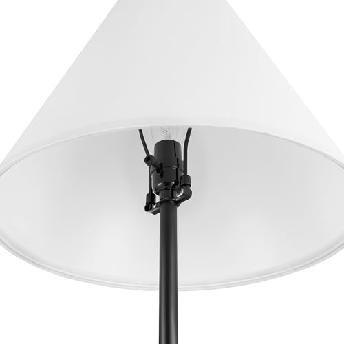 Novogratz x Globe 57" Floor Lamp, Matte Black, Fabric Shade, Built-in-Tray - color: Matte Black (57")
