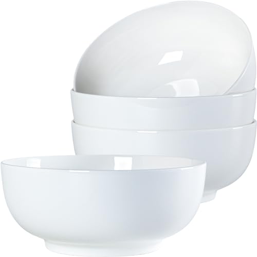 40 oz Off White Ceramic Soup Bowls, Ramen Bowls, Pho Bowls Set of 4, 7 Inch - size: 40 oz