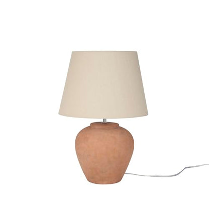 Nourison Home 20" Rustic Terracotta Ceramic Table Lamp with Fabric Shade, Bedside Nightstand Lamp for Bedroom, Living Room, Entryway - color: Terracotta
