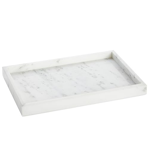 Juvale Large Marble Vanity Tray - Jewelry & Cosmetic Organizer with Drawer Organizer - Bathroom Display with Soap Tray - Home Accent Piece with Marble Decor - 11.7 x 7.7 x 1.1 in White - size: 11.7" x 7.7" x 1.1"