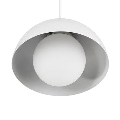 Globe Electric Amelia 1-Light Plug-in Pendant Lighting, Matte White, White Glass Shade, Bulb Not Included - color: Matte White