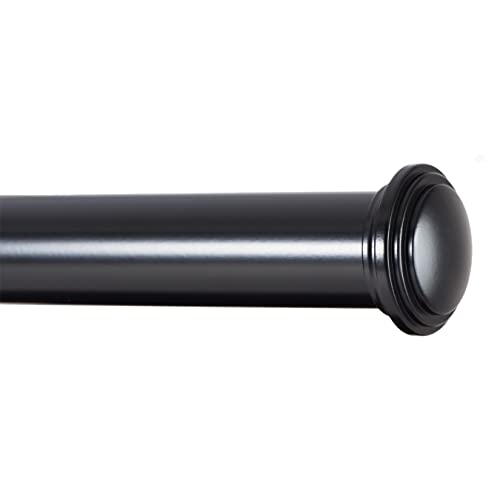 Ivilon Window Curtain Rod Decorative End Cap Design, 1 Inch Rod, 72 to 144 Inch. Black - color: Black, size: 72" to 144"