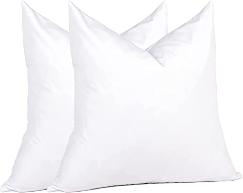 puredown® Euro Pillow Inserts 24 x 24 (Pack of 2, White), Feather Down Pillow Stuffer, White Throw Pillows for Bed, Couch, and Cushion - size: 24x24 Inch