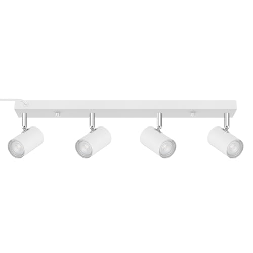BoostArea LED Track Lighting Ceiling Fixtures, White 4-Light Plug in Track Lights for Kitchen, 23" Ceiling Spotlight, 15 FT Cord,Flexibly Rotatable Wall Mount Light Head for Bedroom Hallway - color: 4 Light-White