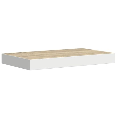 Floating Wall Shelf 19.7x9.1 in Oak White Honeycomb MDF Metal Wall Mount Shelf Small Floating Shelves for Living Room Bedroom Office Decor - color: Brown, size: 19.7x9.1 in