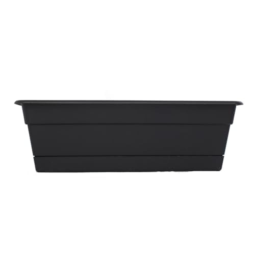 Bloem Dura Cotta 30" Plastic Window Box Planter with Saucer, Black, 3-Pack - color: Black, size: 30" (Pack of 3)