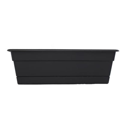 Bloem Dura Cotta 30" Plastic Window Box Planter with Saucer, Black, 3-Pack - color: Black, size: 30" (Pack of 3)
