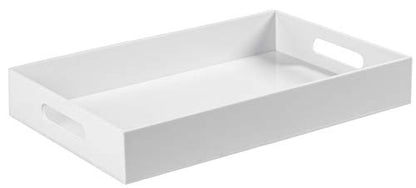 Sooyee Acrylic Serving Tray with Handles, 16" x 12", White - color: White