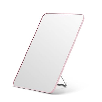 OMIRO 10 x 7 in Desk Makeup Mirror with Stand and Hanging Hole, Pink - color: Pink, size: 10"L x 7"W