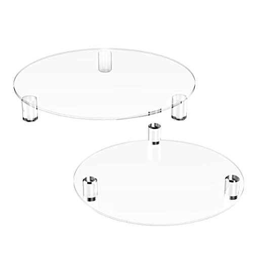 SVENJBB Decorative Acrylic Round Display Riser 10 Inch 2-Pack, Clear Waterproof Pedestal Stand for Plants and Bathroom, Modern Display Tray for Home and Kitchen Counter Décor