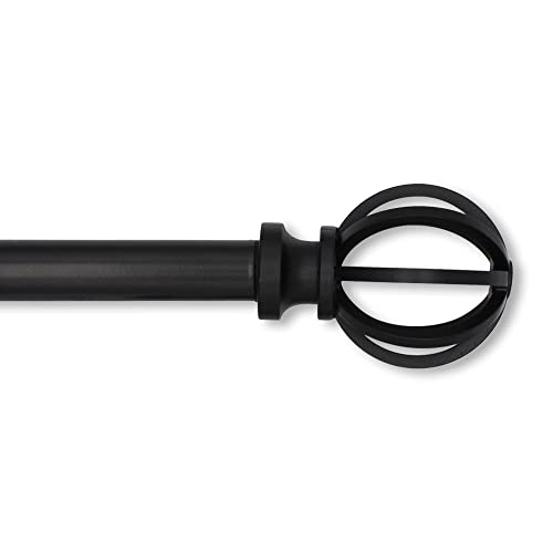 Lumino 5/8" Cage Single Curtain Rod Set 30"-84" Black - color: Black