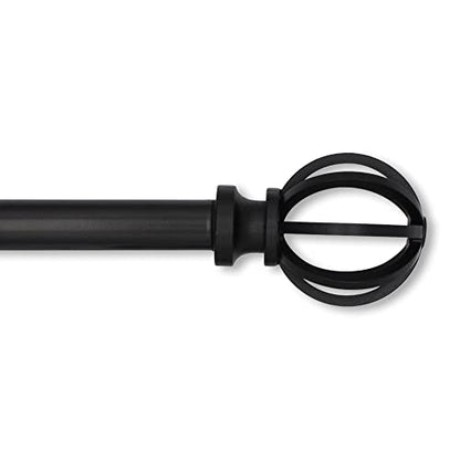 Lumino 5/8" Cage Single Curtain Rod Set 30"-84" Black - color: Black