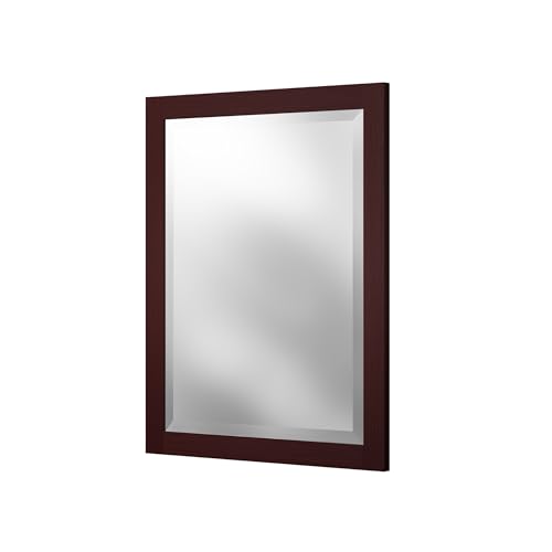 Alaterre Bathroom Vanity Mirror with Beveled Glass, Espresso, 24”x30” - color: Espresso