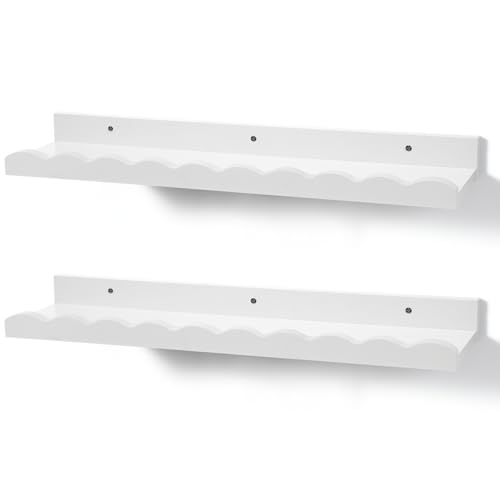 Suzile 2 Pcs Scalloped Floating Wall Shelves,12",White - color: White, size: 12"