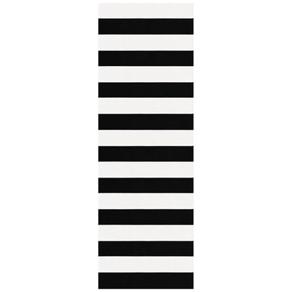 KOZYFLY Black White Striped Runner Rug 2x6 ft Woven Washable Hallway Runner - color: Black and White, size: 2' x 6' (Runner)