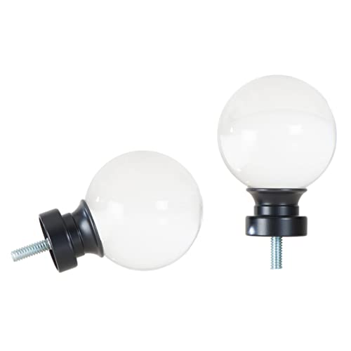 Ivilon Acrylic Ball Finials for Curtain Rods of 7/8 and 1 Inch Diameter Color Black - color: Black