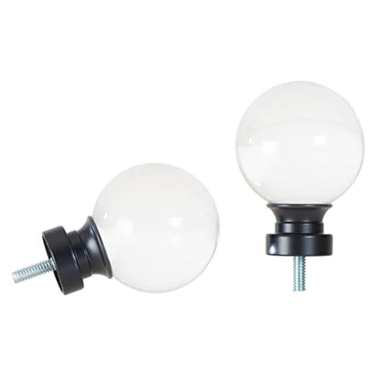 Ivilon Acrylic Ball Finials for Curtain Rods of 7/8 and 1 Inch Diameter Color Black - color: Black