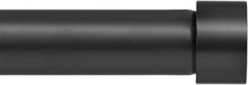 Ivilon Curtain Rod for Windows 72 to 144 Inch – 1 Inch Telescoping Drapery Rod, 3 Long Sections, End Cap Finials, Black - size: 72 to 144 in.