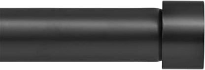 Ivilon Curtain Rod for Windows 72 to 144 Inch – 1 Inch Telescoping Drapery Rod, 3 Long Sections, End Cap Finials, Black - size: 72 to 144 in.