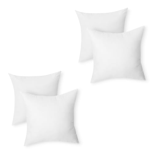 Amazon Basics Throw Pillow Insert, Down Alternative Fiberfill , Hypoallergenic, Machine Washable, 18 Inch, 4-Pack, for Sofa Bed Couch - size: 18 x 18 inches, style: 4 Pack