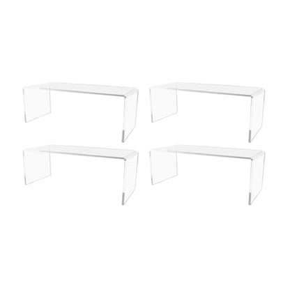 Marketing Holders 4 Pack Clear Acrylic Riser Display Stand 11 Inch Wide by 4.5 Inch Deep by 4 Inch High Elongated Retail Products Bench One Piece Merchandise Showcase Table Decor Platform - size: 11"W x 4"H