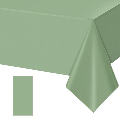 1 Pack Sage Green Plastic Tablecloths for Rectangle Tables, Light Green Disposable Tablecloth, Waterproof Sage Green Table Cover for Birthday Bridal Wedding Baby Shower Party Decorations, 54 X 108Inch - color: Sage Green, size: 1 Pack