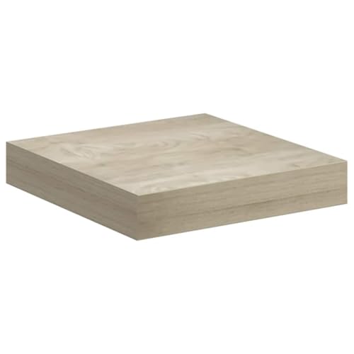 Small Floating Oak Wall Shelf 9.3 x 9.1 x 1.5 in Matte MDF Display Ledges for Living Room Bedroom Bathroom Books Plants Decor - color: Brown, size: Small