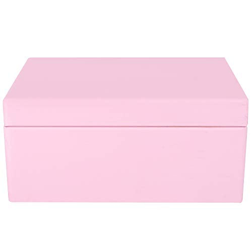 Creative Deco Large Pink Wooden Box Storage with Hinged Lid - color: Pink, size: L | Handles