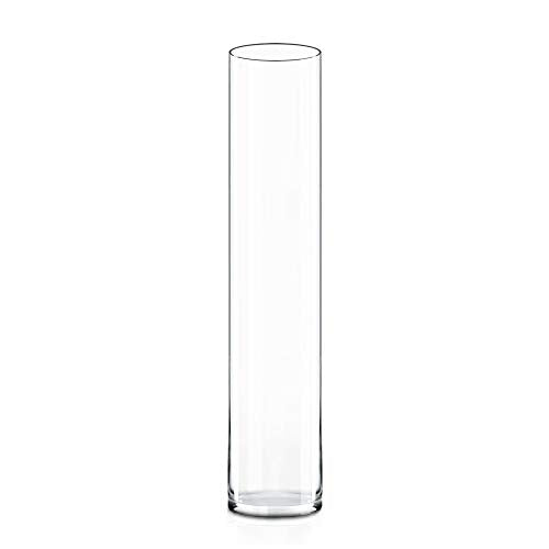 CYS EXCEL Cylinder Clear (H:32" D:6") | Multiple Size Choices Glass Flower Centerpieces | Hurricane Floating Candle Holder Vase, H-32 (GCY122/32) - size: H-32" D-6"