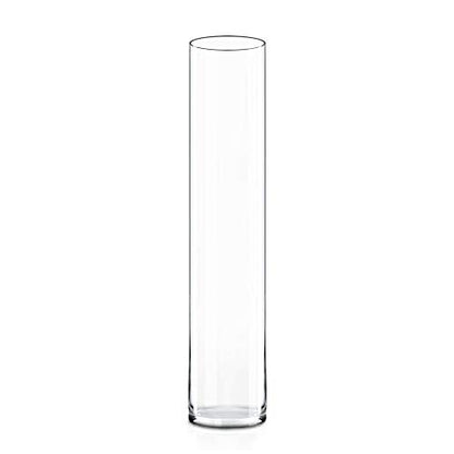 CYS EXCEL Cylinder Clear (H:32" D:6") | Multiple Size Choices Glass Flower Centerpieces | Hurricane Floating Candle Holder Vase, H-32 (GCY122/32) - size: H-32" D-6"