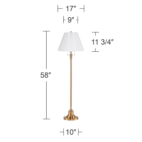 Dyna 58" Tall Antique Brass White Pleated Shade Floor Lamp