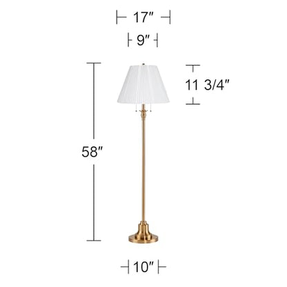 Dyna 58" Tall Antique Brass White Pleated Shade Floor Lamp