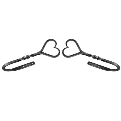 Hand Forged Heart Shape Curtain Holdbacks Set of 2Pcs Wrought Iron Handmade Curtain Tie Back Metal Wall Mounted Window Decorative Tiebacks Curtain Hook Drapes Metal Holders by Living Ideas, LIAMZ353
