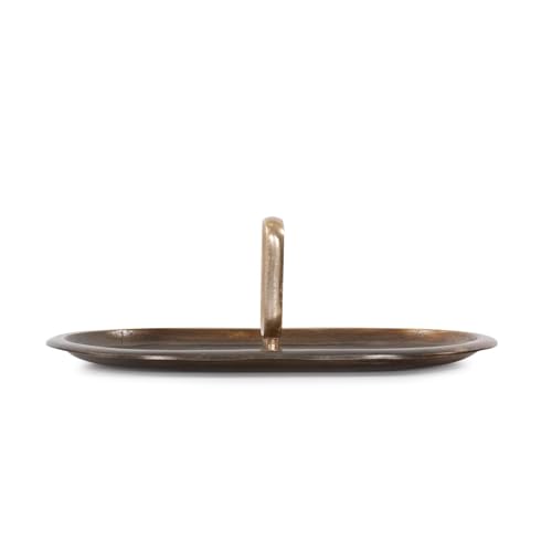 Howard Elliott Collection Golden Ore Oval Tray with Handles, Ombre Gold to Bronze Aluminum Decorative Tray for Coffee Table, Console or Serving Accent, 5.5H x 16W x 10D, Gold Bronze - size: 16" x 10" x 5.5"