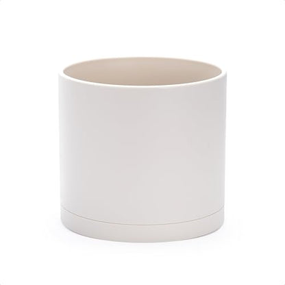 D'vine Dev Plastic Planter Pot with Saucer, 8 in, Oatmeal, 74-X-H-1 - color: Oatmeal, size: 8 Inch