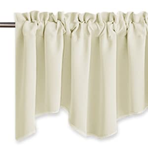 NICETOWN 2 Panels Light Beige Kitchen Valances for Window, 42W x 18L - color: Light Beige, size: 42"W x 18"L (Pack of 2)