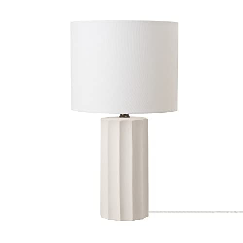 Globe Electric 20" Ribbed Concrete Finish Table Lamp with White Linen Shade - color: White, Doris