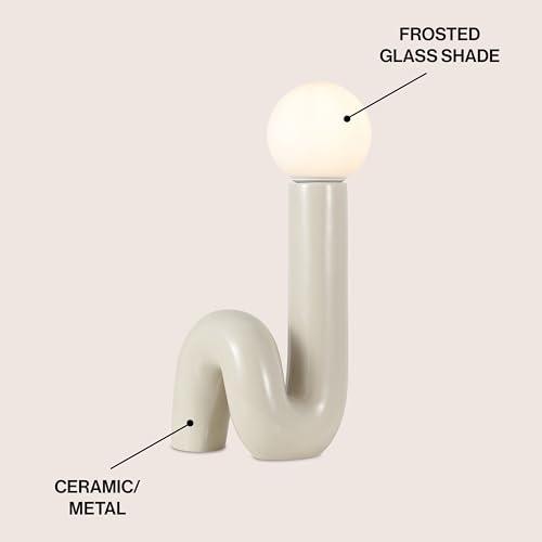 JONATHAN Y Katya 18" Scandinavian Ceramic Spiral Lamp, Light Gray - color: Light Gray